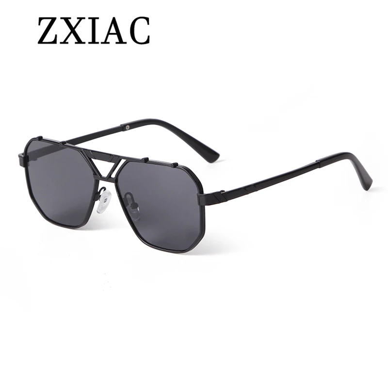 

ZXIAC Fashion Polygon Pilot Sun Glasses Women Trend Hollow Flat Top Sunglasses Men Vintage Gradient Lens Driving Shades Eyewear