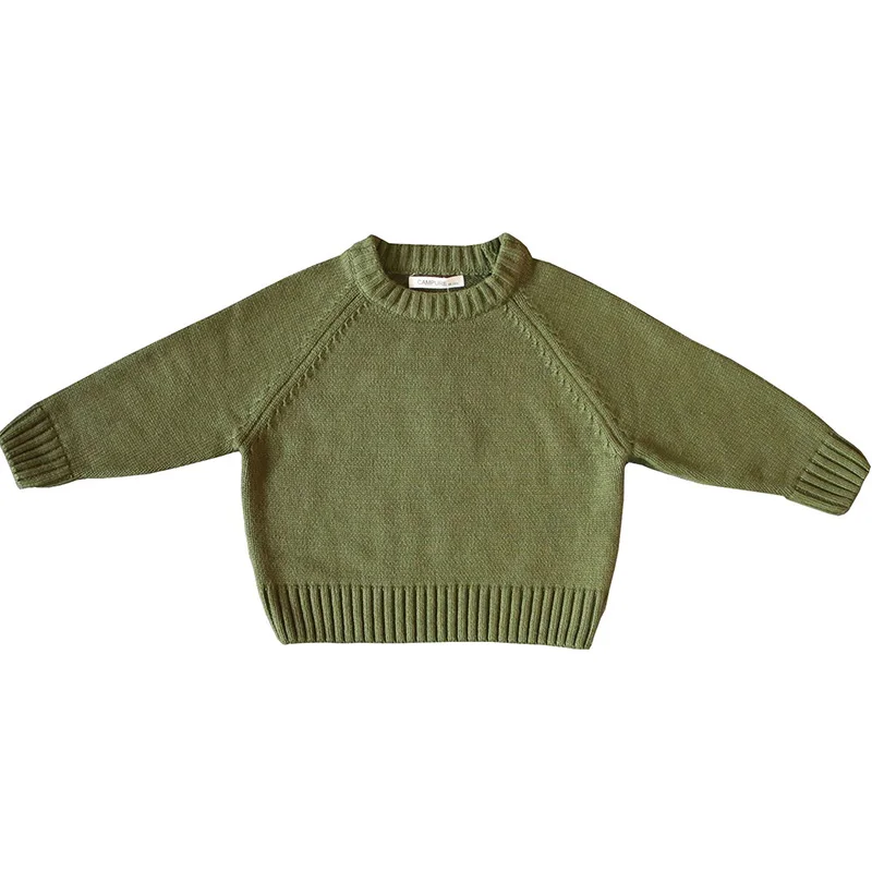 Baby Crewneck Cotton Soft Wool Sweater, Roupas infantis, Meninos, Meninas, Sólido, Casual, Básico, Outono, Inverno, Tops com capuz, Crewneck, 1-7 anos