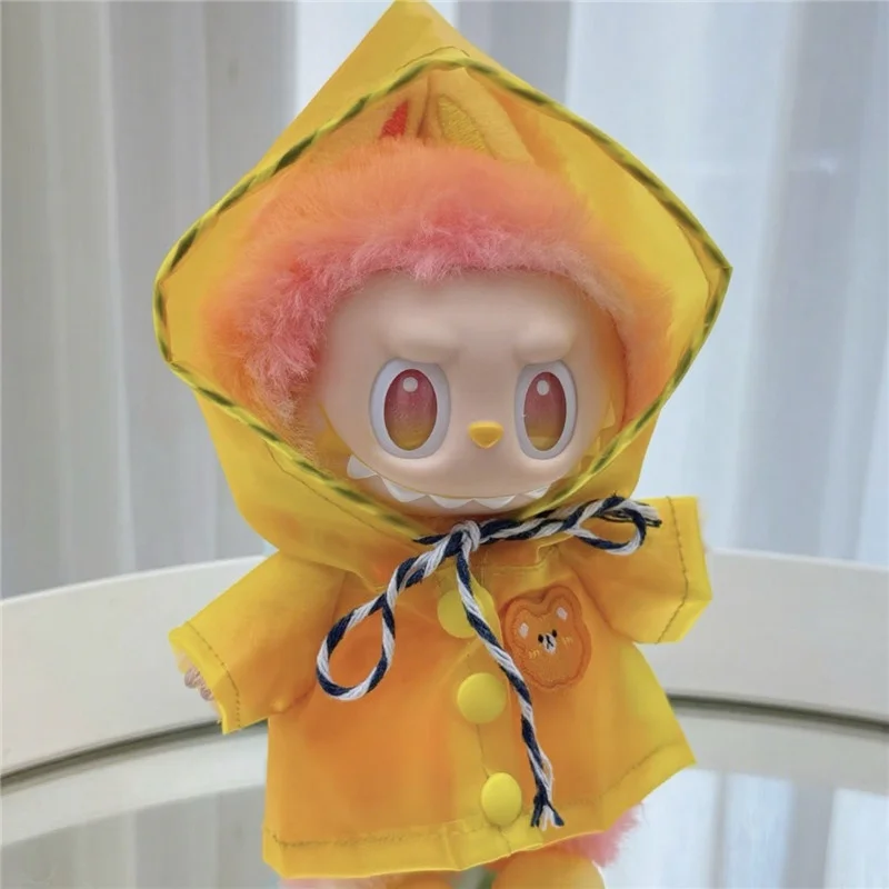 Uroczy płaszcz przeciwdeszczowy dla Labubu V1 V2 V3, wodoodporny poncho dla zwierząt, płaszcz z kapturem, akcesoria dla lalek, strój dla Labubu