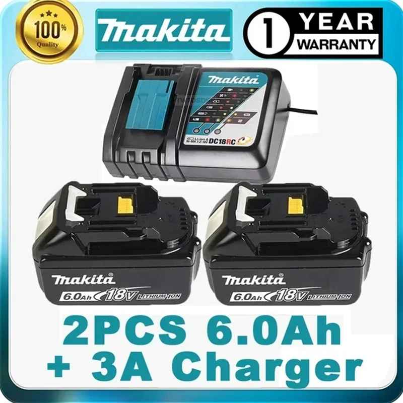 

Genuine Makita 18V Battery 6Ah Rechargeable Power Tools Battery 18V makita with LED Li-ion Replacement LXT BL1860B BL1860 BL1850