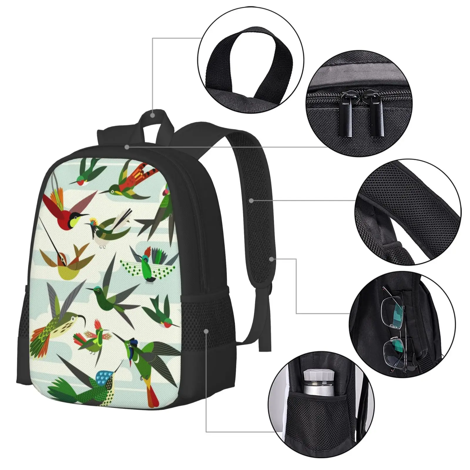 Hummingbirds , After Haekel Teen College Student Backpack Pattern Design Bags Scottpartridgeart Partridge Graphic Design