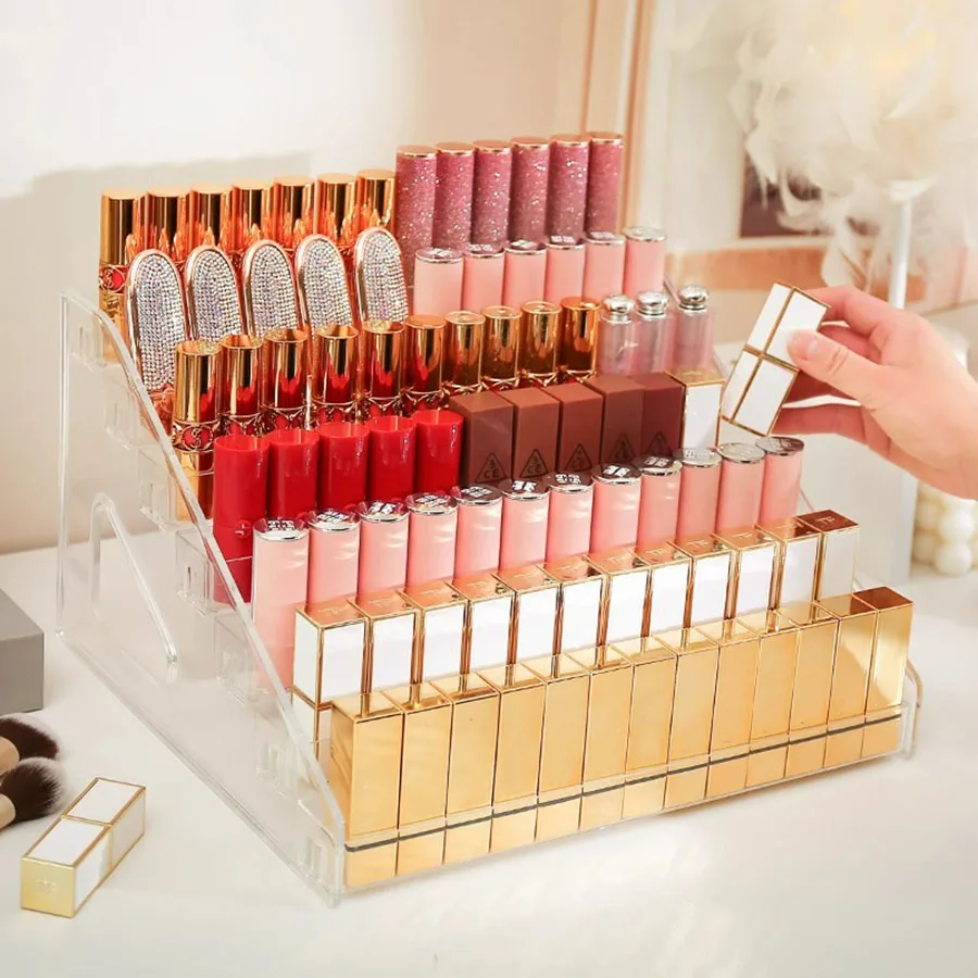 Lippenstift Lip gloss Regal Luftkissen Puder Rouge Show Finishing Tisch Nagel Lidschatten Tablett Farbe Kosmetik Regal