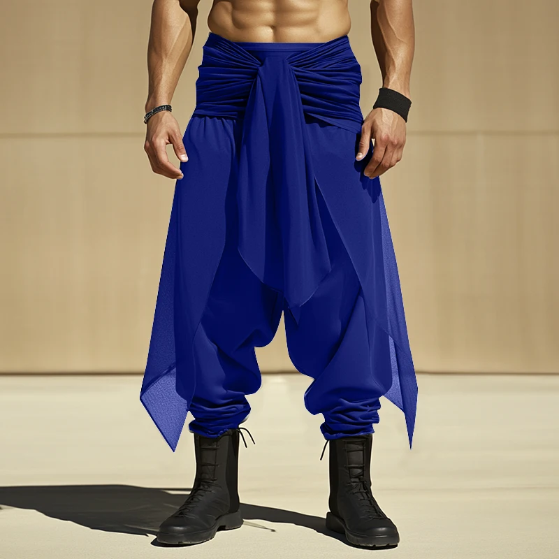 INCERUN Herren Unregelmäßige Hosen Einfarbige Jogginghose mit Schnürung Gefälschte Zweiteilige Hose Herren Streetwear Übergroße Mode Lange Hosen 2026 – Detail 5