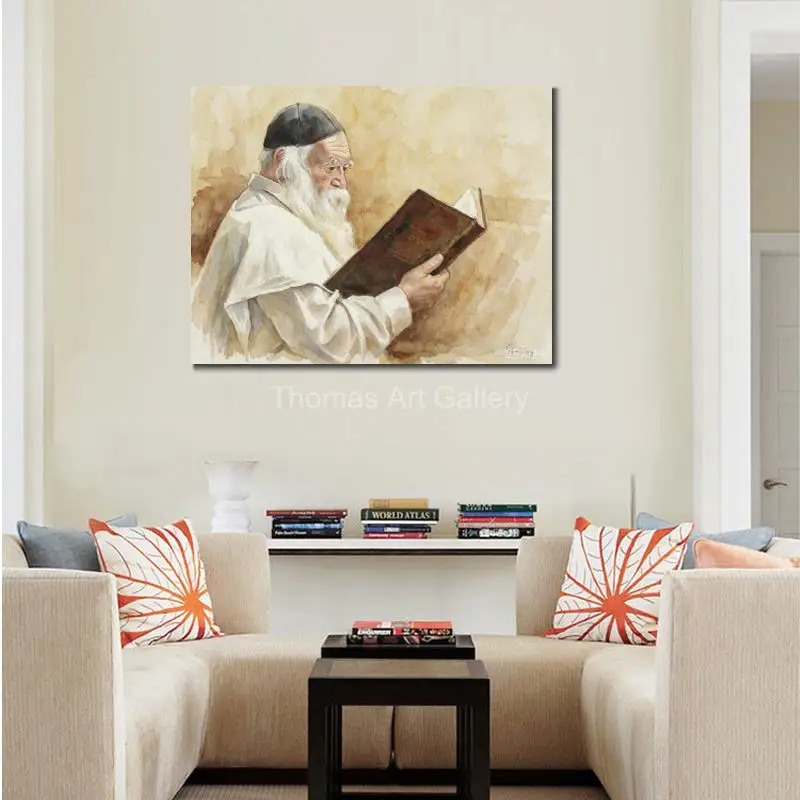 Rabbi Chaim Kanievsky Portrait Canvas Print Vintage Large Judaica Wall Art for Living Room Office Jewish Gift