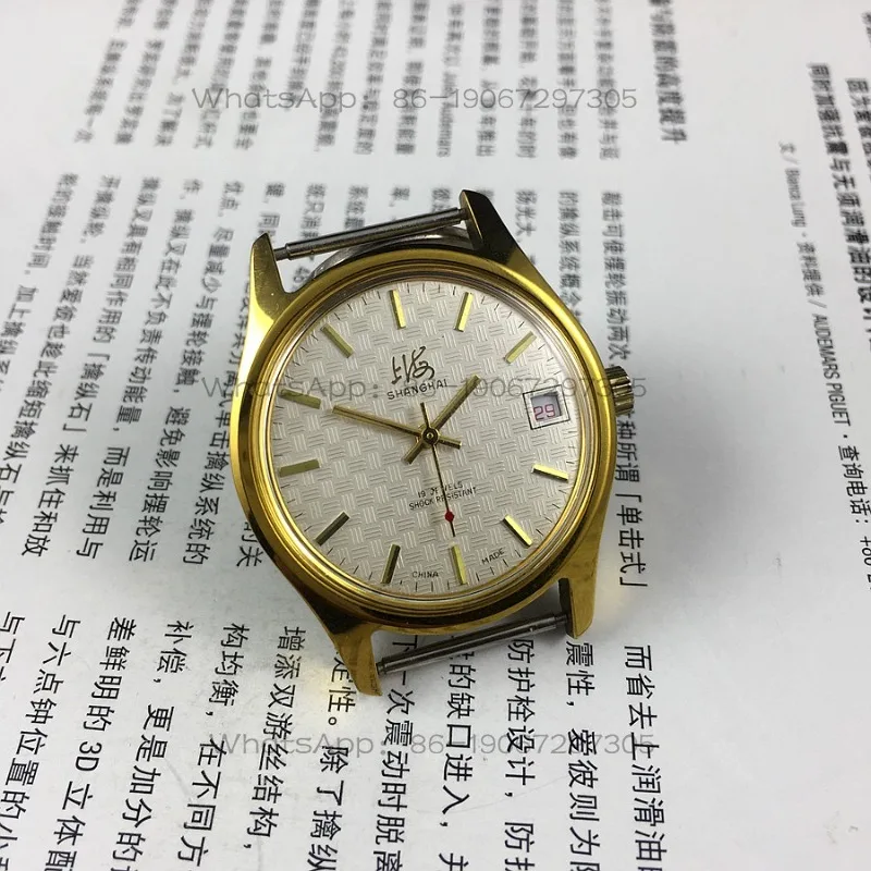 

24-Hour Shipping19 Drilled Yellow Shell Cloth Surface Single Calendar Manual Mechanical Watch, Diameter 37mm