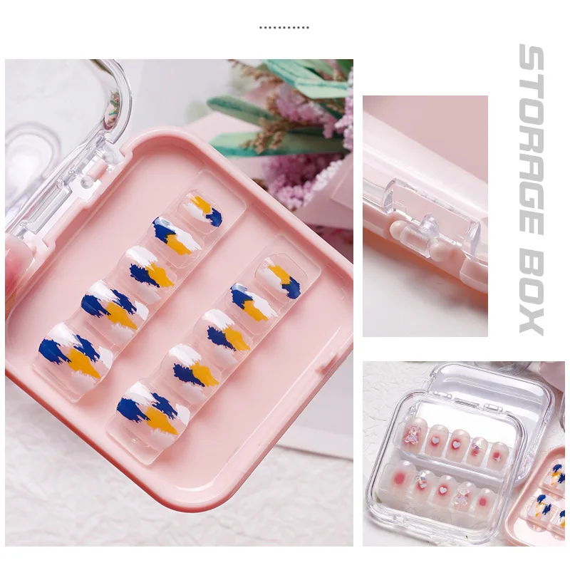 5pc falsche Nagels pitzen Fall Nail Art Display Stand tragbare Nagel Veranstalter gefälschte Presse auf Nägel Packbox Geschenk Schmuck Aufbewahrung sbox