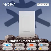 MOES Tuya Matter WiFi Smart Light Button Switch App Control Neutral Wire Required Grounding Design Alexa Google Home Apple Home