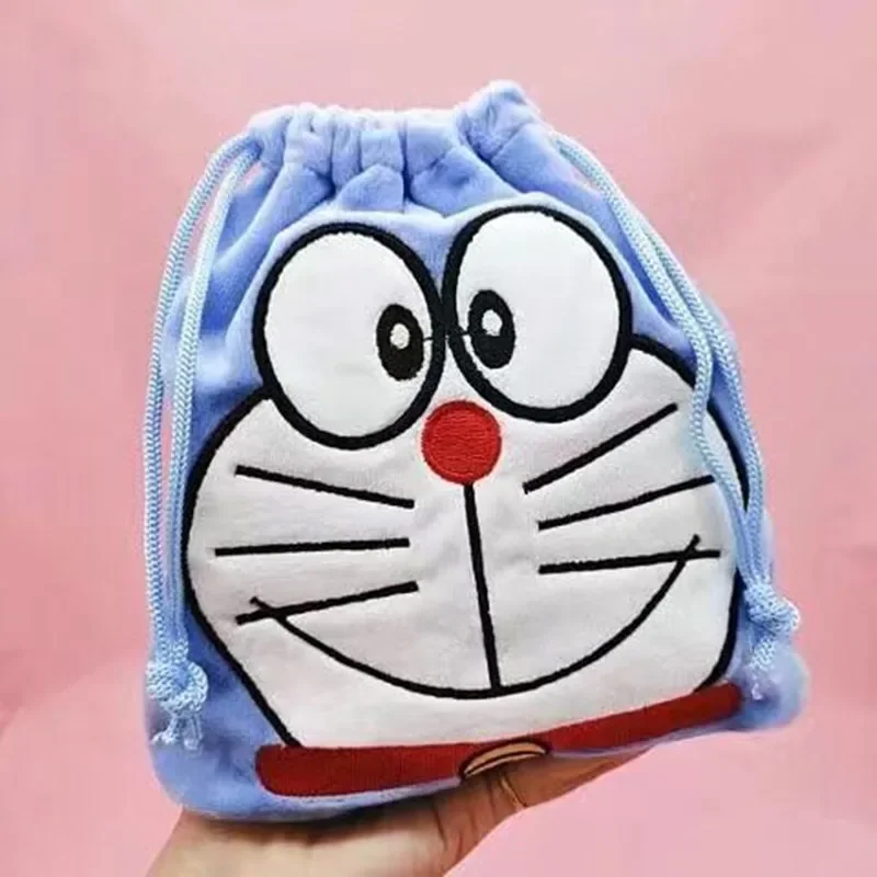 

Doraemon plush pocket drawstring bag small drawstring sundry bag children boy girl drawstring storage bag 15x16cm