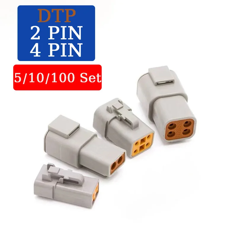 

5/10/100Set Deutsch Type DTP Series Waterproof Connector Automotive Connector Socket Plug Male Female DTP04-2p DTP06-2S DTP04-4P