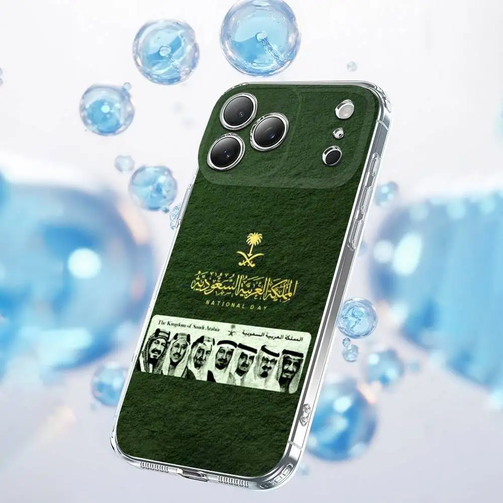 حافظة هاتف Salman المملكة العربية السعودية بعلم الملك لهواتف iPhone 17,16,15,14,13,12,11 Plus,Pro,Max,Plus,E,SE4,Air,Mini Transparent