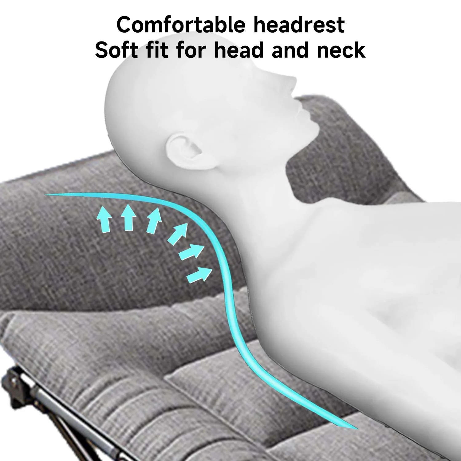 سرير قابل للطي مقاس 190 × 65 سم من قماش أكسفورد خفيف الوزن ومحمول للتخييم مع وسادة للتنزه في الهواء الطلق وحقيبة الظهر والسفر #3