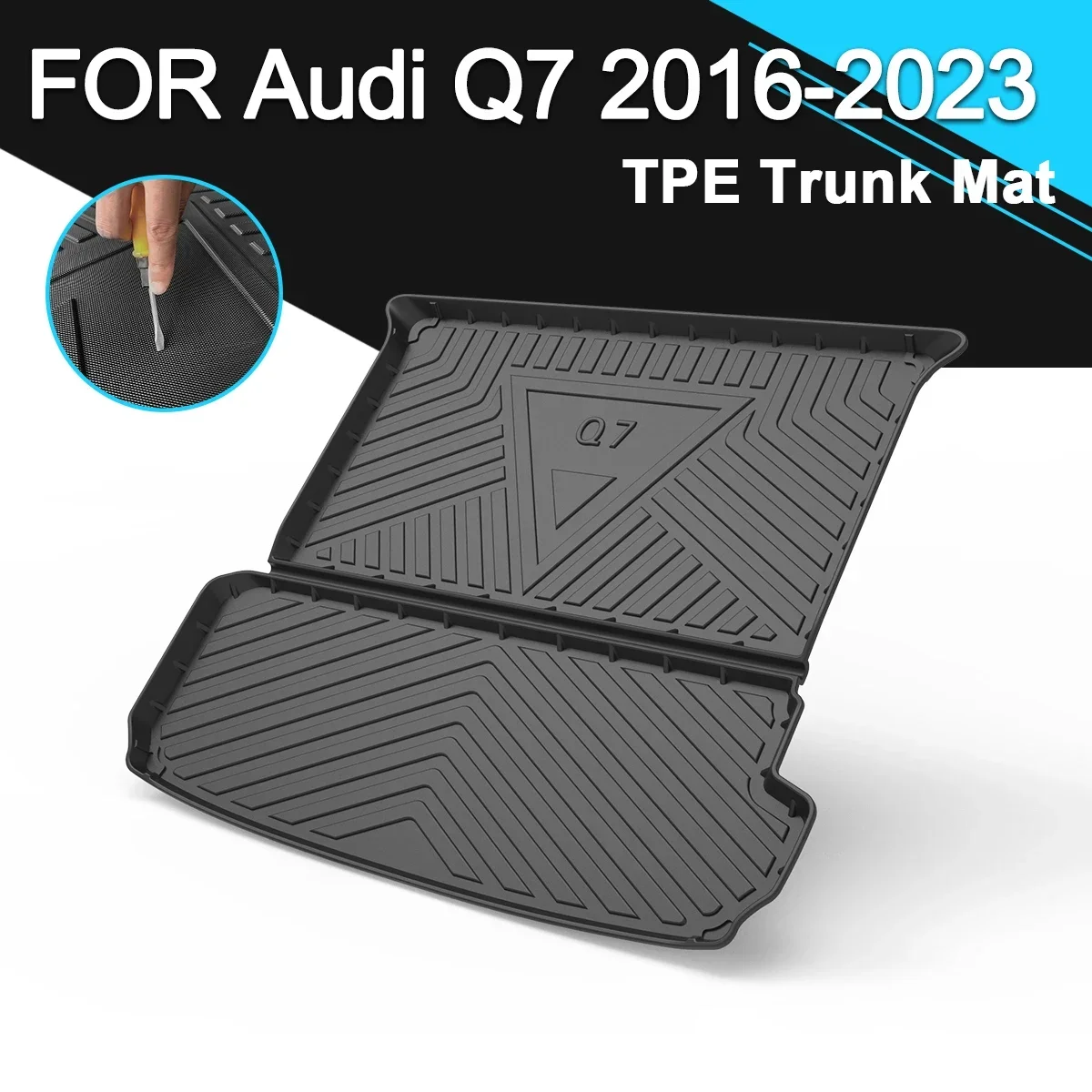 Trunk Mat  TPE FOR Audi Q7 2016-2023 Car Waterproof Non-Slip Rubber Cargo  Liner Accessories