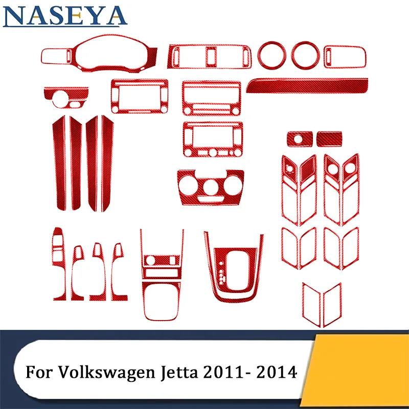 

Car Interior Decorative Red Stickers Trim Strip For Volkswagen Jetta 2011 2012 2013 2014 Carbon Fiber Accessories