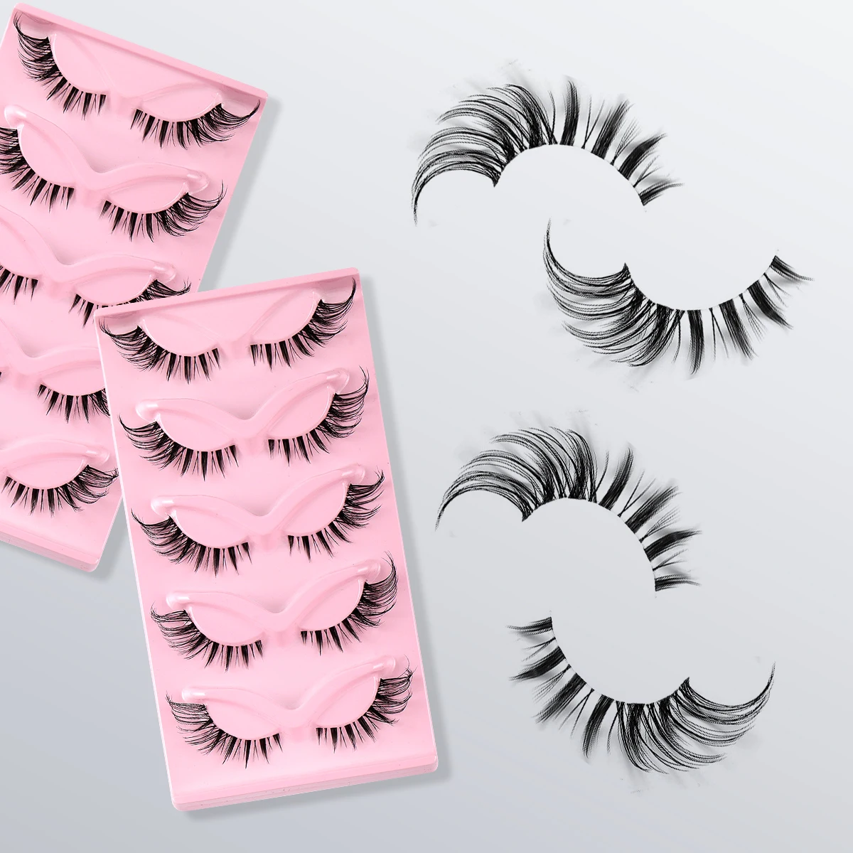 Russische Volumen-Wimpern, 5 Paar, 3D-flauschige künstliche Wimpern, wiederverwendbare Wimpernverlängerungen, große Kurve für einen dramatischen Augen-Make-up-Look