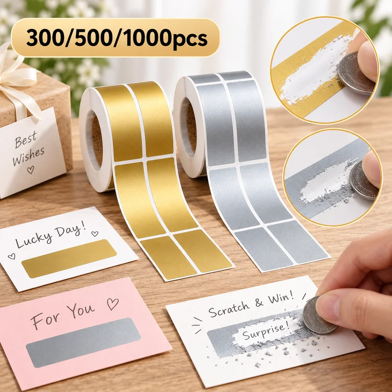 DIY Reward Voucher Cover Film etiquetas opacas этикетки для скрытия Gray Silver Gold Coated Stickers Redemption Card