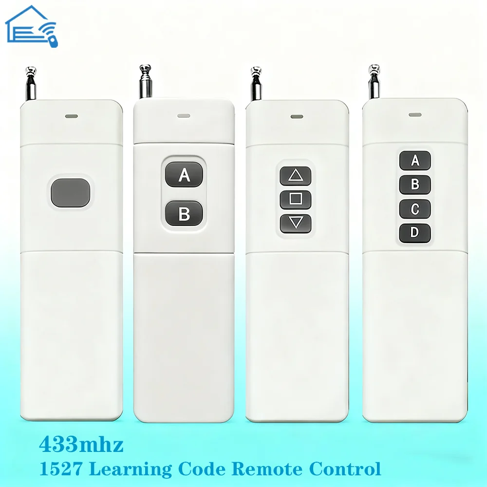 Télécommande RF 1/2/3/4 CH, 433Mhz, récepteur longue Distance de 3000 mètres, transmetteur, Code d'apprentissage 1527, télécommande