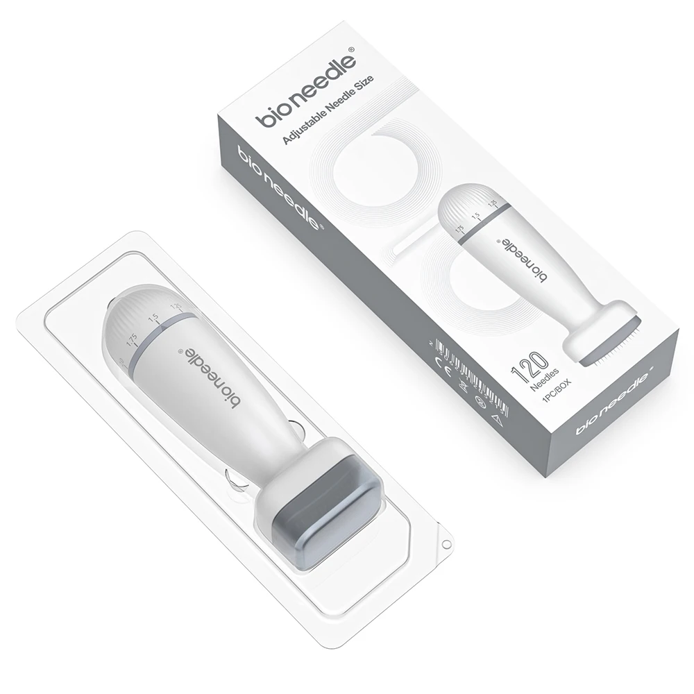 Einstellbarer Bio-Nadelstempel 120 Mikronadeln aus Edelstahl, Mikronadel-Derma-Pen für Haarwuchs und Hautpflege, Schönheitsgerät – Detail 14
