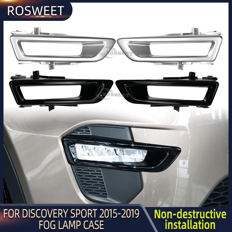 Black/Silver Front Bumper Fog Lamp Frame Case Trim Chrome Plated For Land Rover Discovery Sport L550 2015-2019 Car Accessories