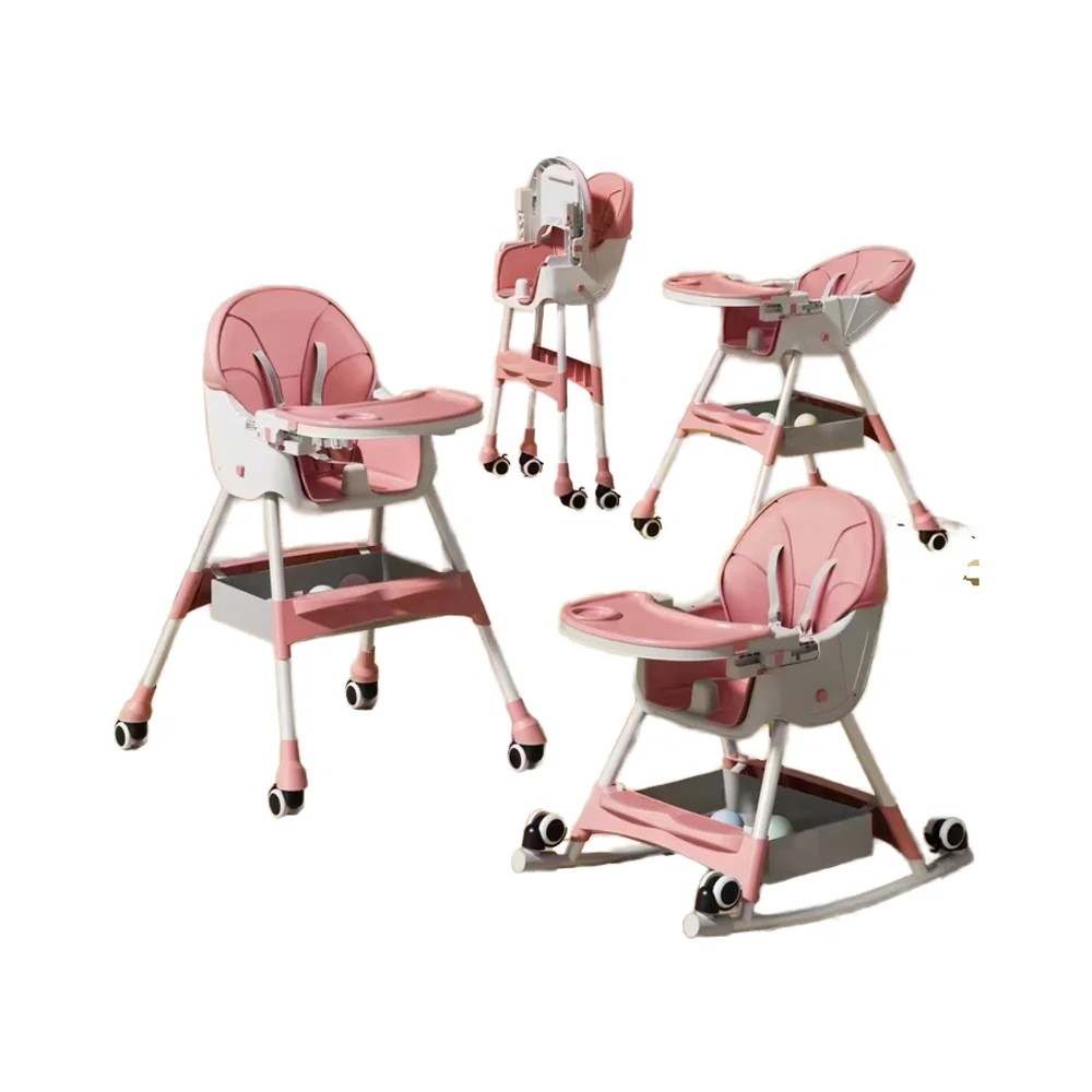 Foldable Semi-reclining Baby High Chair, Children's Dining Table and Chair, Toddler Baby Rocking Chair, Factory