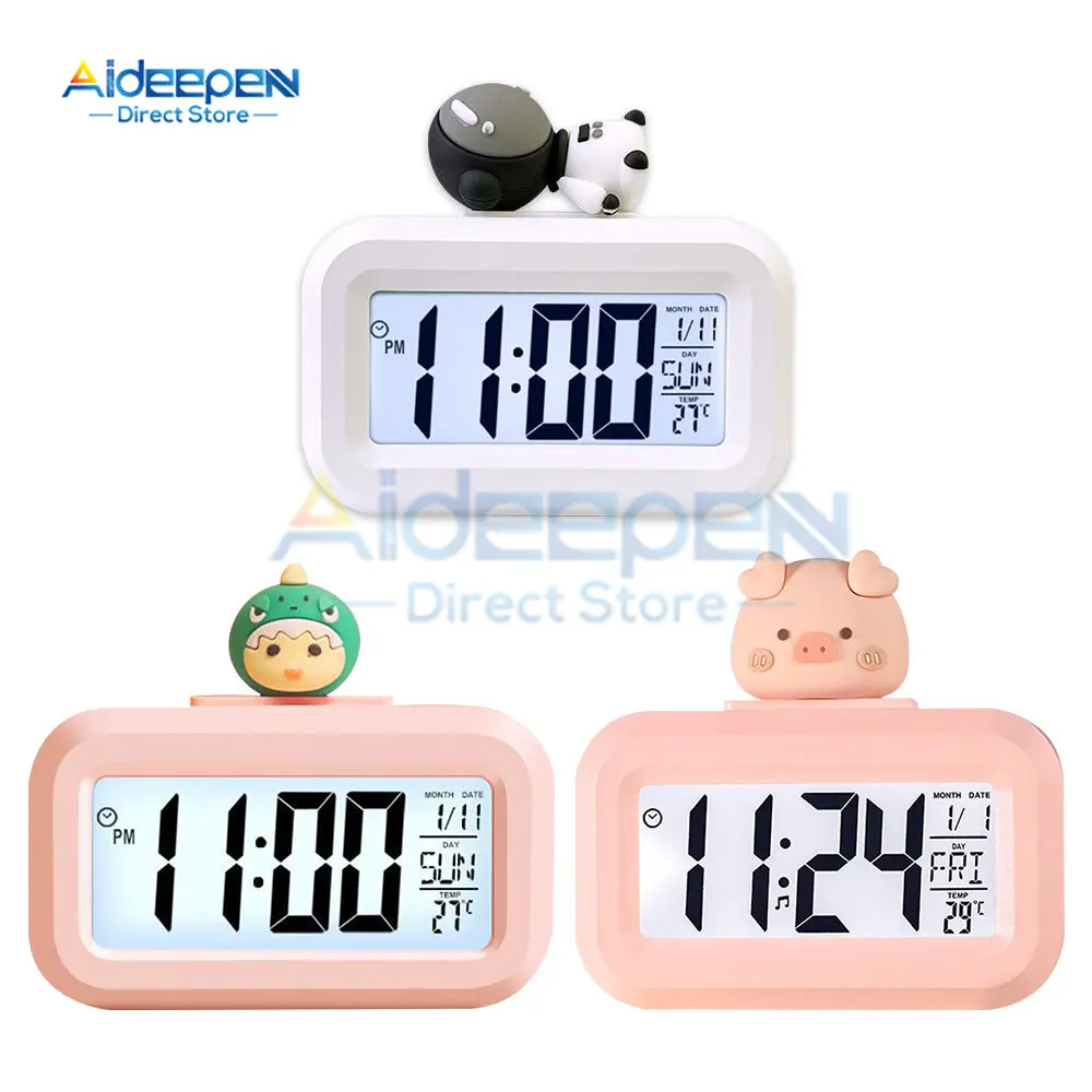 Jam Alarm pintar Mini, Timer Mini, jam Alarm kecil elektronik samping tempat tidur senyap