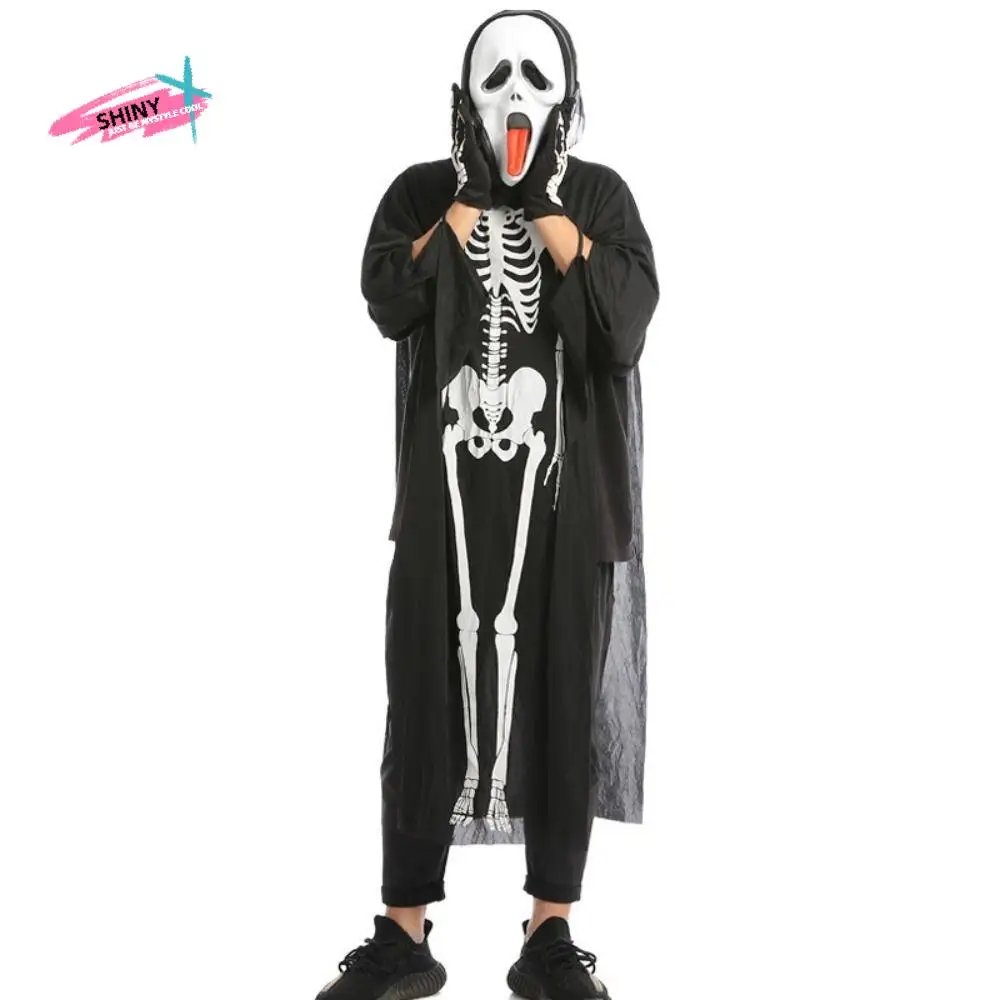 

Bones Children's Skeleton Clothes Head Cover Gloves Skull Costumes Performance Party Supplies Halloween Cosplay Costumes Club