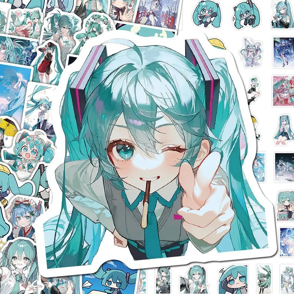 50PCS Animation Hatsune Miku Delicate Stickers Cute Cartoon Decorative Sticker for Cup Book Cell Phone Case Gift Sealing Sticker