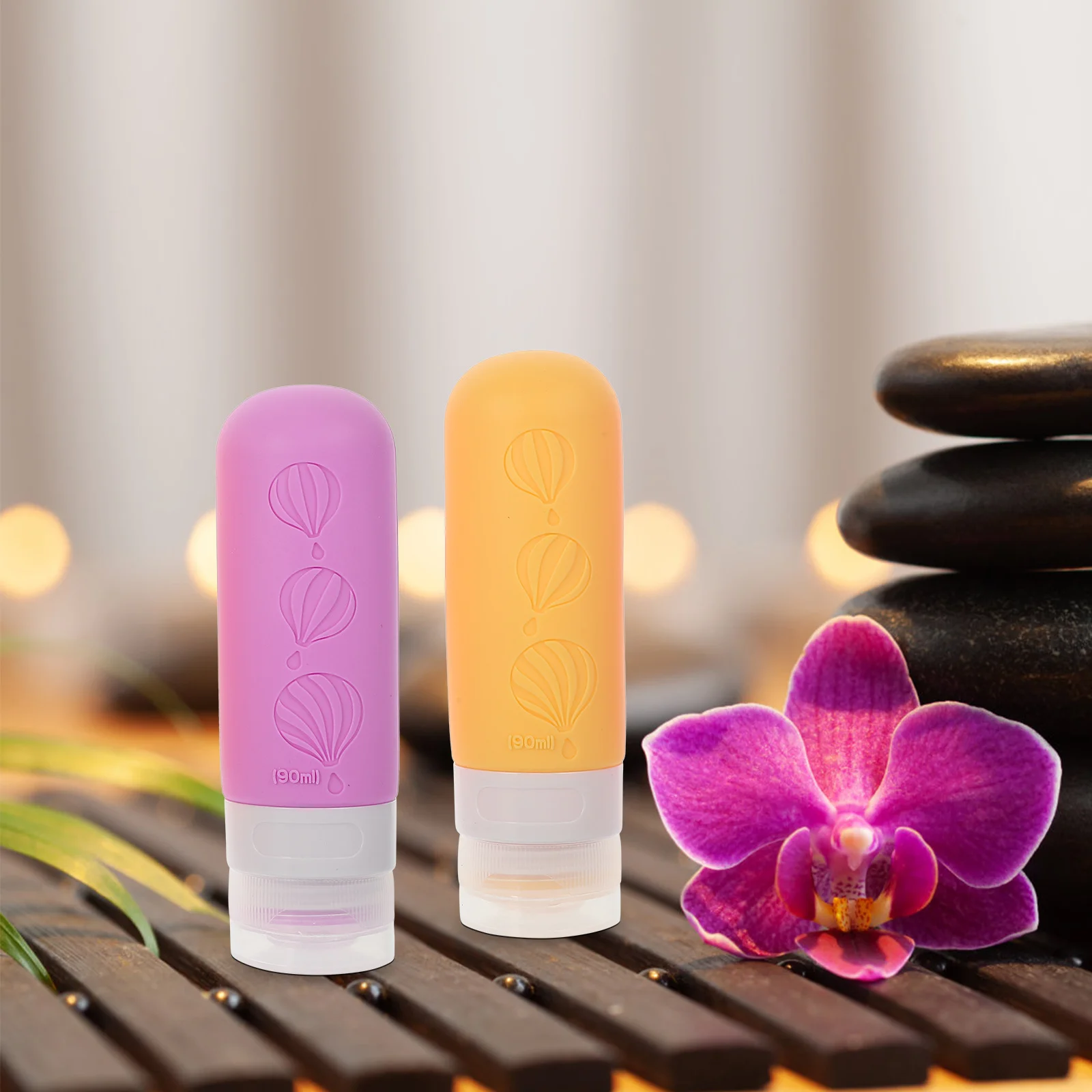 4 個のトラベルサイズのシリコンボトル詰め替え可能なスクイーズボトルシャンプーローションコンディショナーボディウォッシュポータブルトイレタリー用