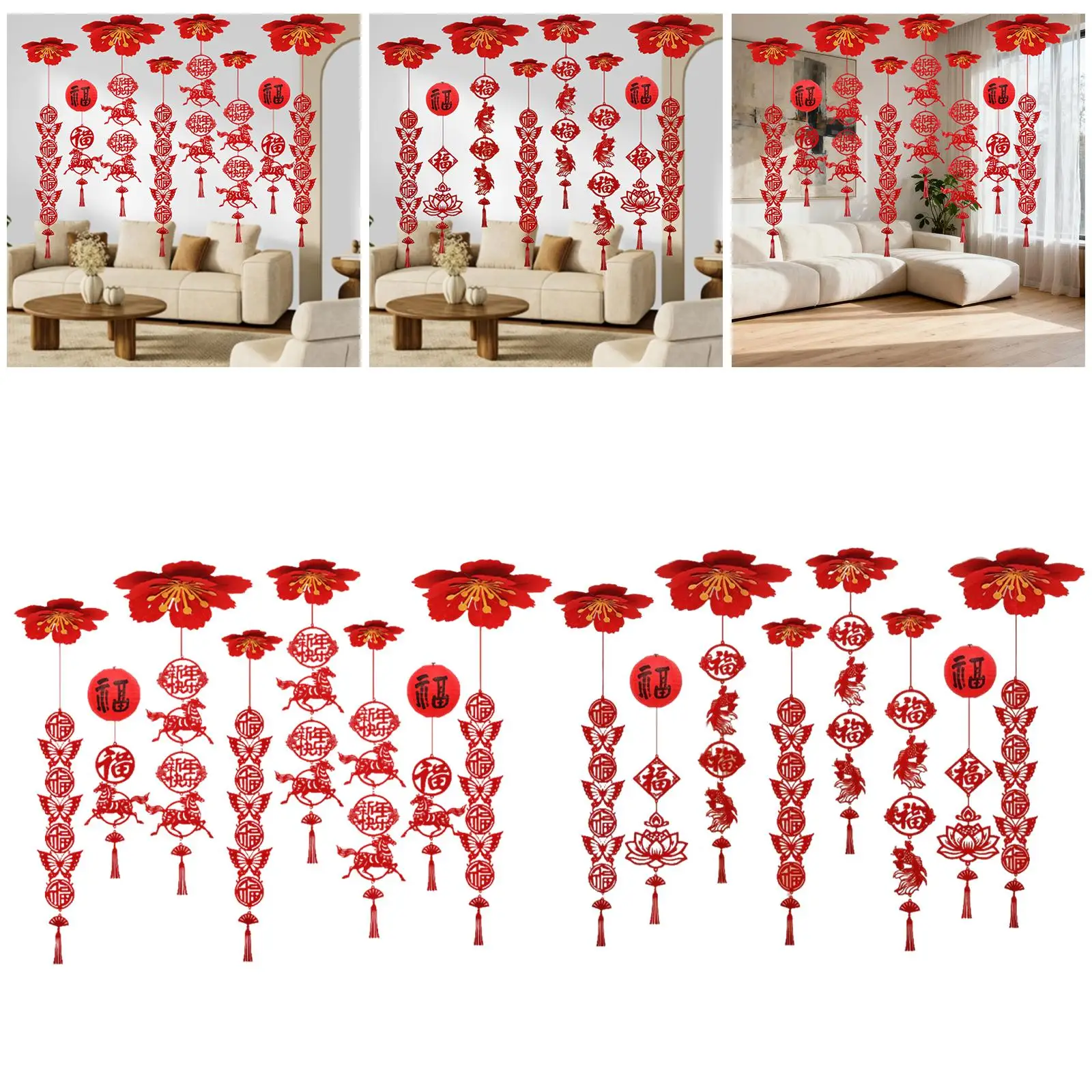 Red Felt New Year Ceiling Decoration Tassel Pendant Traditional Horse Year Decor for Chinese Party Event view 4