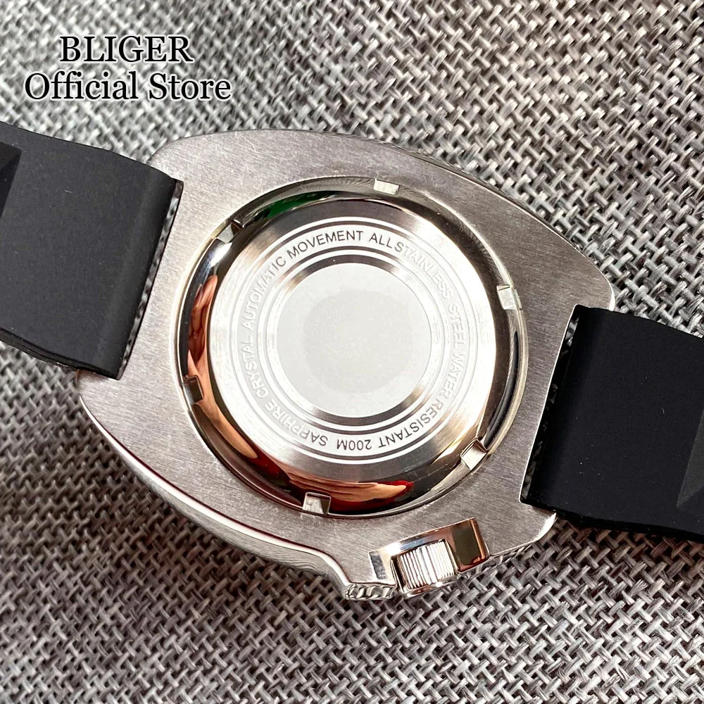 Imagem -06 - Tandorio Nh35a c3 Lume Hands 44 mm Automático Homens Relógio Mergulho 200m à Prova d Água Cristal de Safira Cerâmica Inserir Correia de Borracha