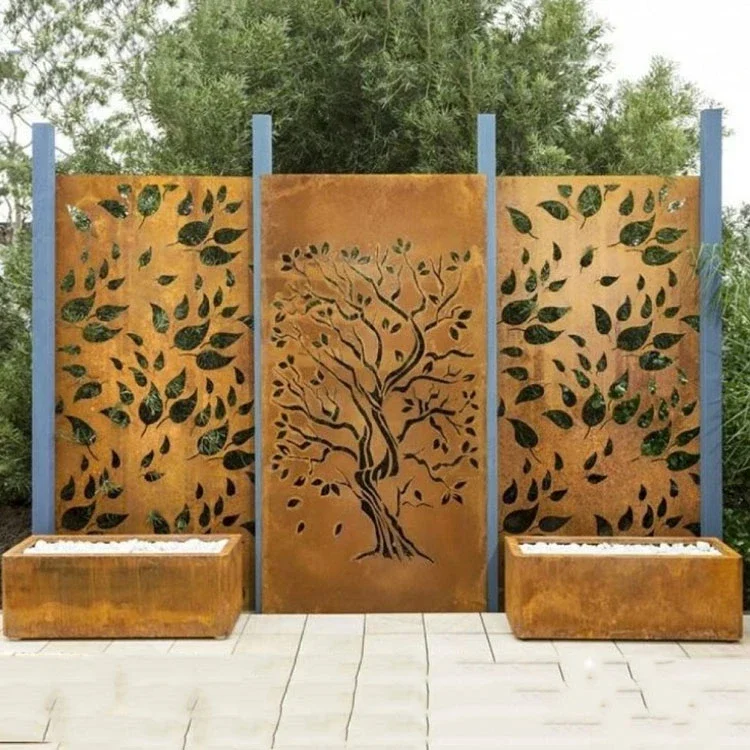 Rusty corten screens privacy steel corten screen manufacturer garden screen