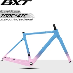 BXT New Carbon Gravel Bike Frame Disc Brake 27.5er  Fully Hidden Cable Bicycle Fantasy frameset 700C Thru Axle