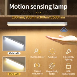 Motion Sensor Cabinet Light USB Rechargeable Lamp Night Light Closet Wardrobe Led Lights Wall Lamps Stair Bedroom Kitchen Lights