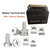 Juego de 2 tuercas y tornillos de perno de Terminal de batería para motocicleta, Scooter, ATV, Dirt Bike, con o sin arandelas, M5, M6, 8mm, 10mm, 12mm y 16mm