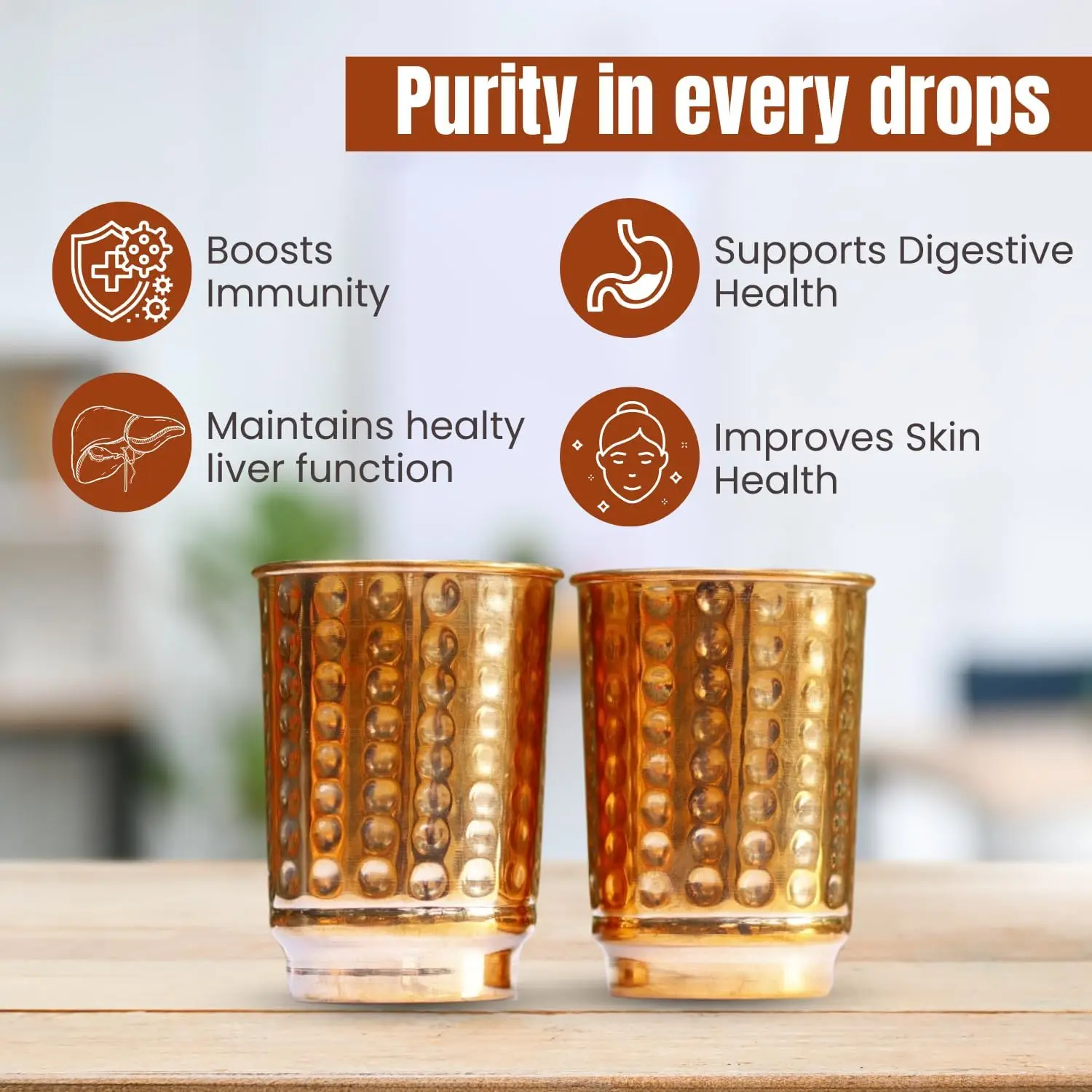 مجموعة أكواب من النحاس النقي مكونة من 2 - 12 أونصة من أكواب البغل المطروقة في موسكو للترطيب اليومي وحفلات الكوكتيل |   أكواب نحاسية مصنوعة يدويًا