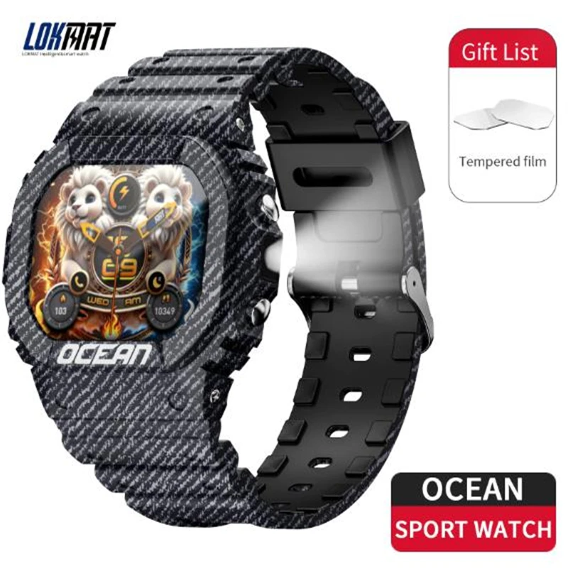 

LOKMAT OCEAN Outdoor Sports Bracelet 1.75-inch Full Touch Screen Bluetooth Calling Flashlight SOS Compass Smartwatch