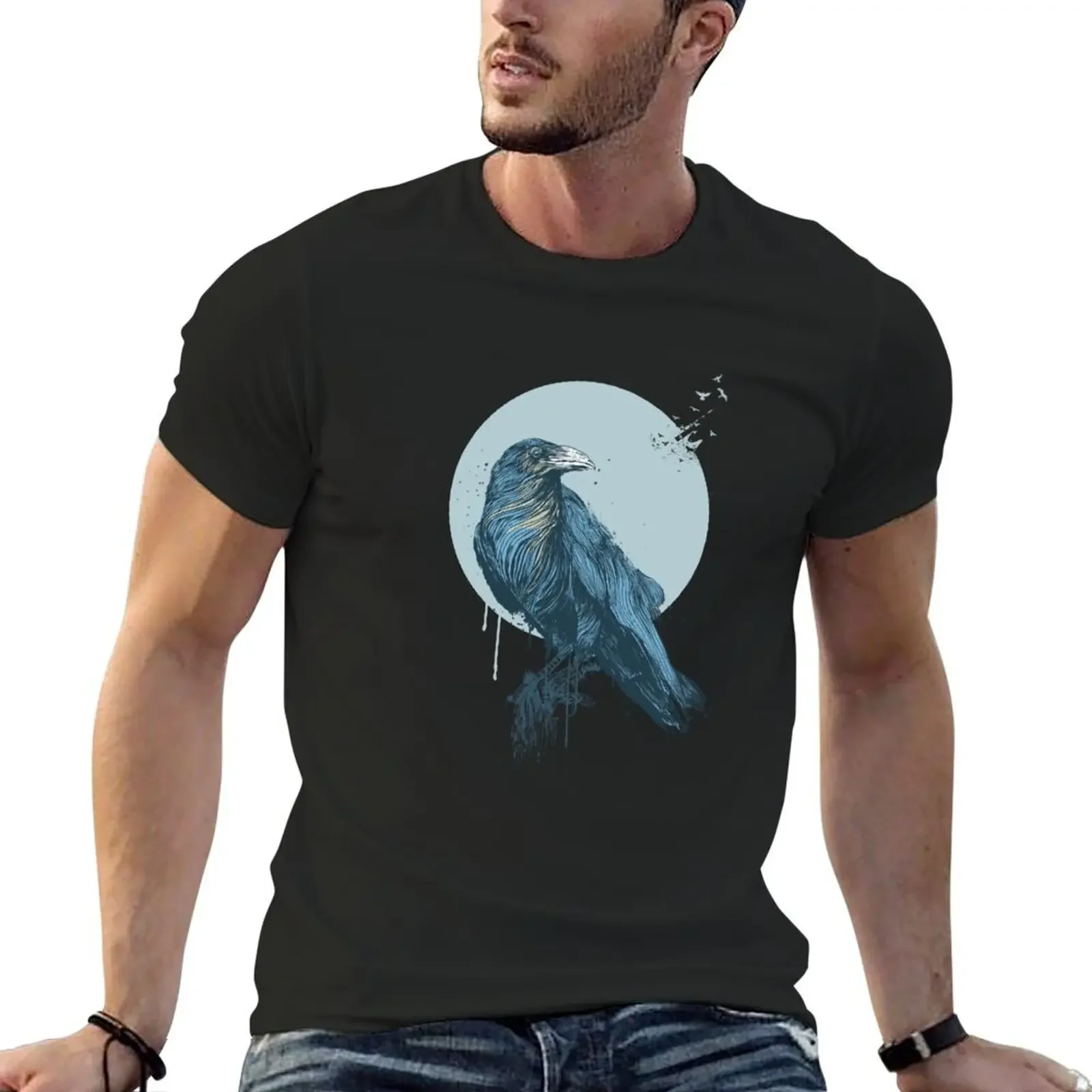 Blue crow (dark) T-Shirt rapper graphic tees anime figures T-shirt men