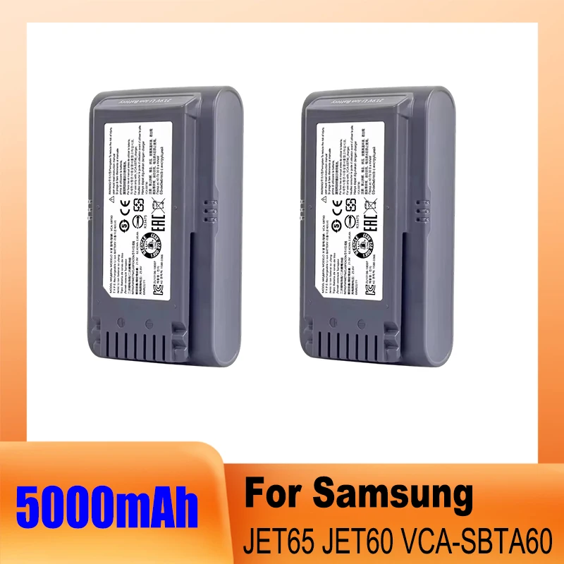 Batterie d'aspirateur VCA-SBTA60 de haute qualité, 21.6V, 5000mAh, pour Samsung Jet 60, batterie Rechargeable