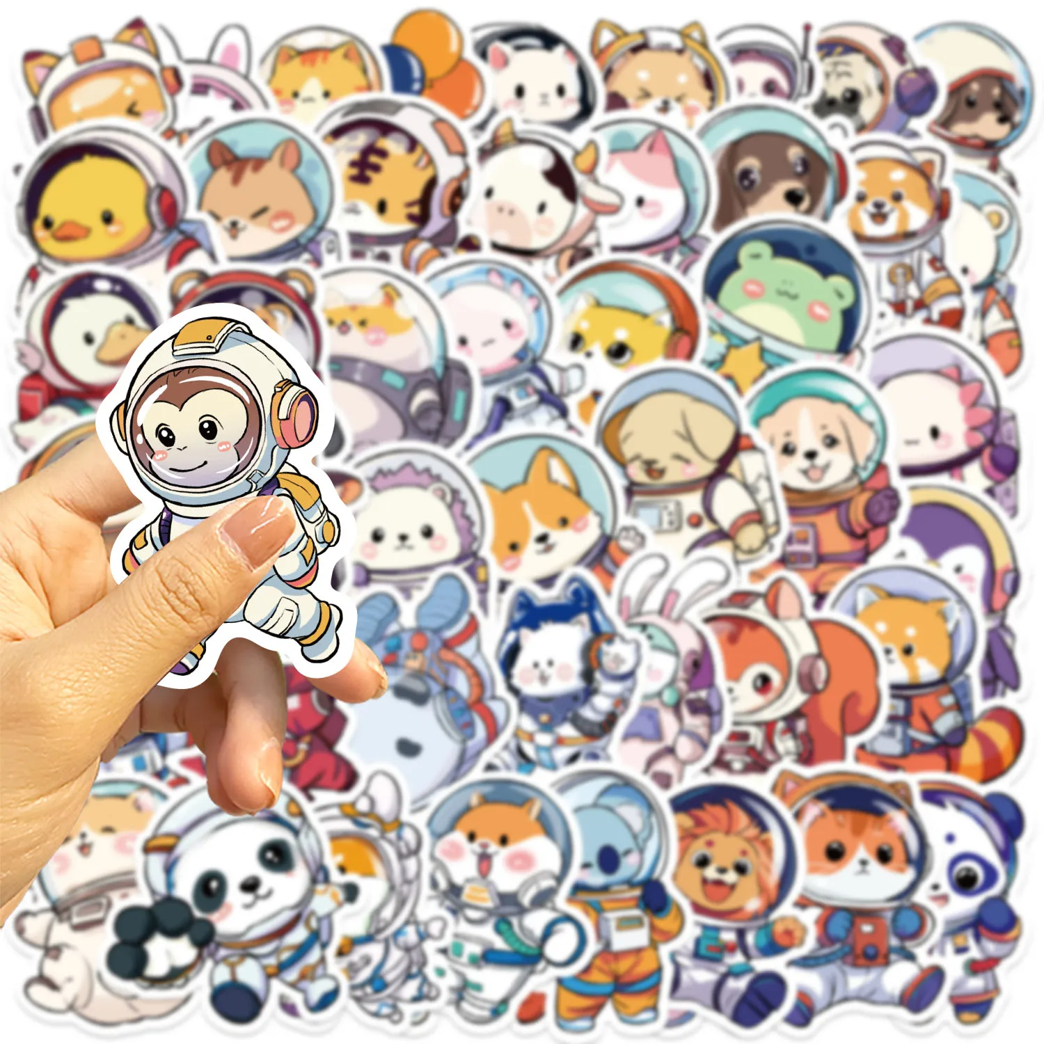 50PCS Fun Cartoon Animal astronaut Stickers Scrapbooking Collage Material Phone Cases Guitar Notebooks DIY Decorative