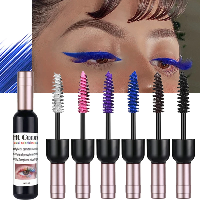 6 Color Mascara Eyelashes Curls Extension Waterproof Fast Dry Makeup Eyelashes Blue Pink Purple Black White Cosplay Cosmetic