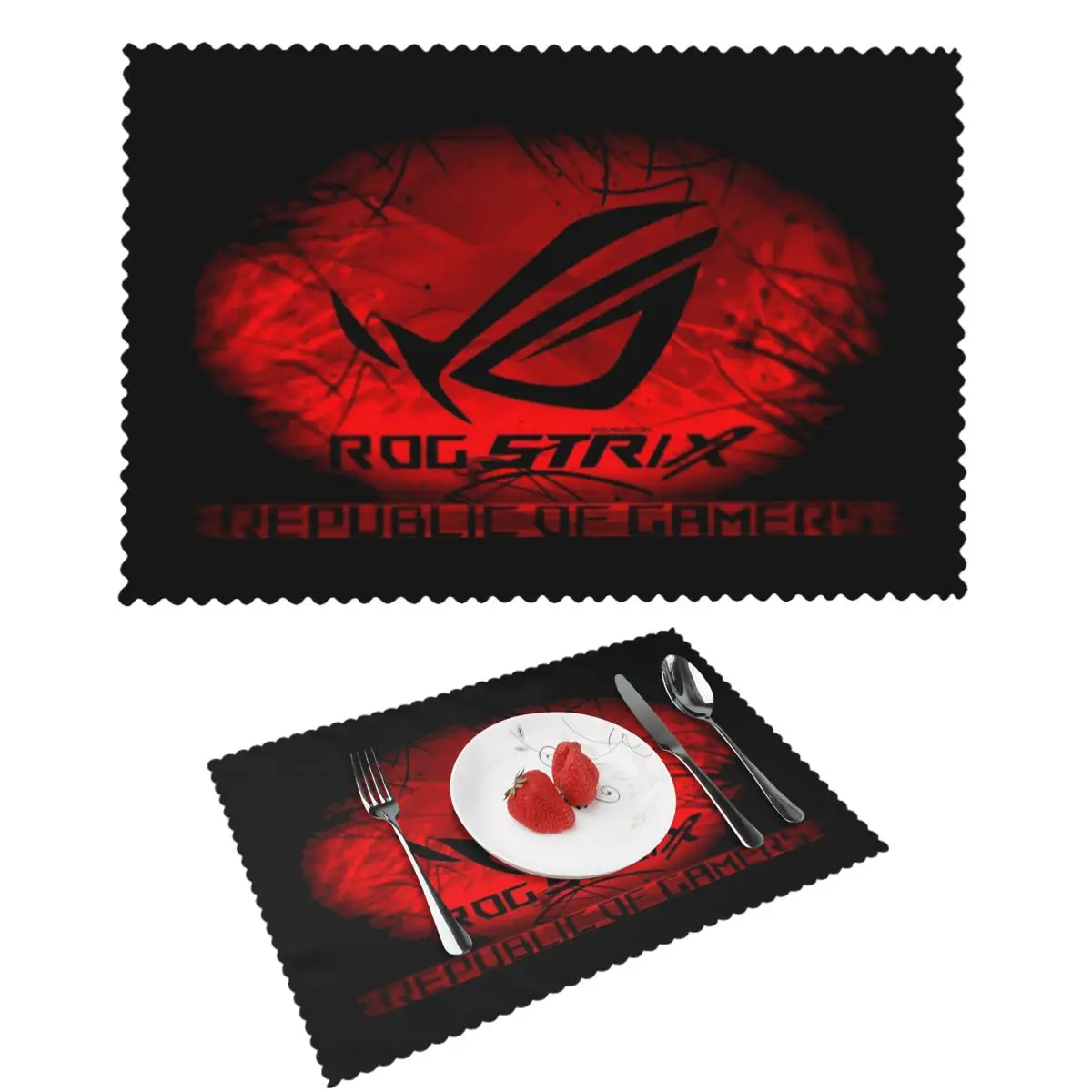 

Rog Strix Asus Black And Red Placemat Washable Plate Mat For Dining Table Bowl Coaster Home Decor Super Absorbent Mats
