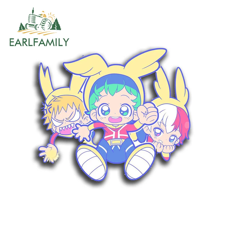 EARLFAMILY 13cm x 11.4cm for Chibi Deku Sprite Boku No Hero Academia Car Stickers Anime Waterproof Decals Car Label Windows