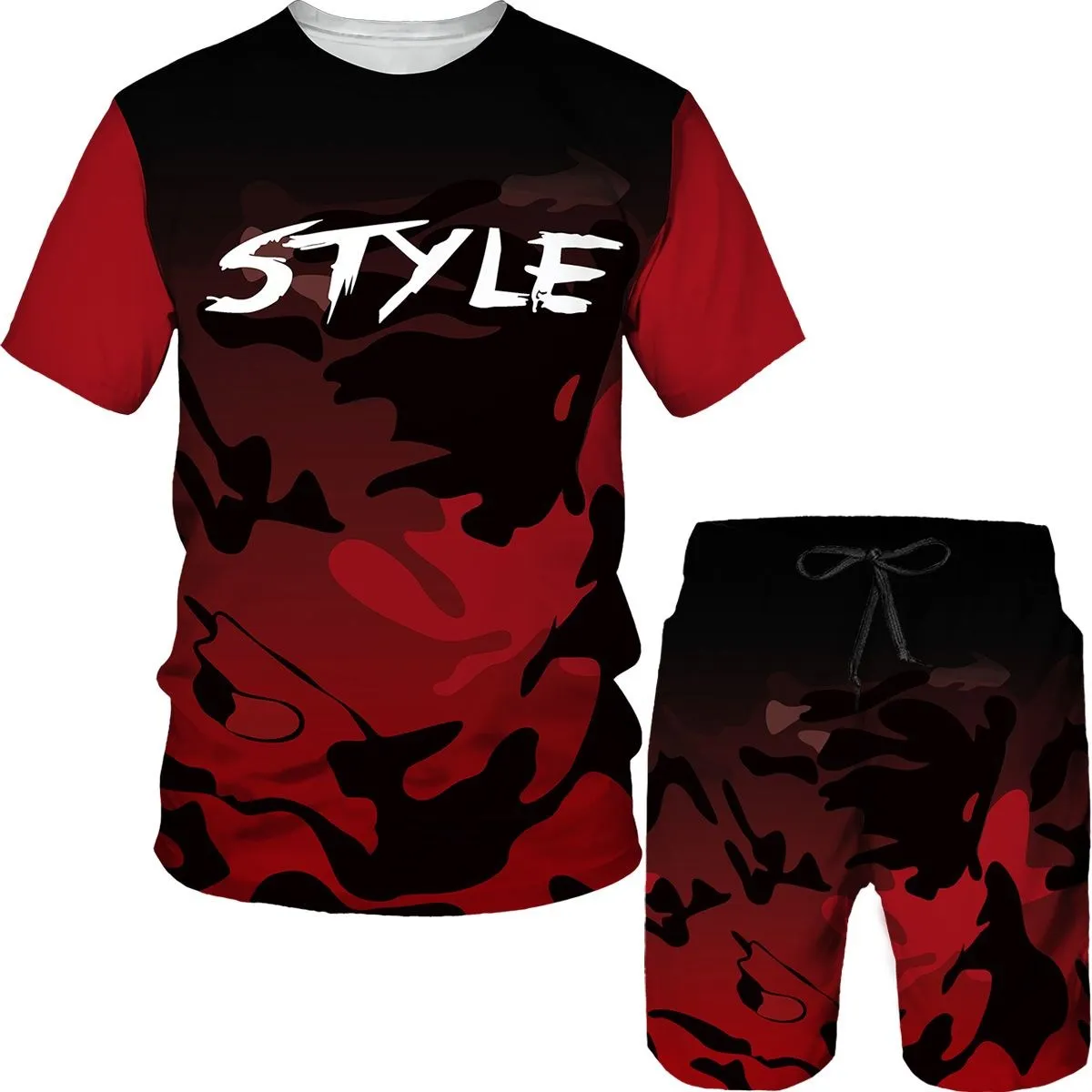 Camouflage Men's Suits Camo 3D Print T-Shirts Shorts 2-Piece Sets Casual Tracksuits Streetwear Oversized Outfits Man Clothing - view 5