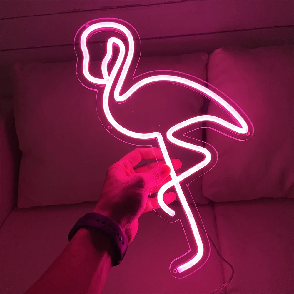 Flamingo Neon Sign Animal Led Home Bedroom Game Room Decor Indoor Ins Wall Decoration Flamingo Wall Hanging USB Neon Light