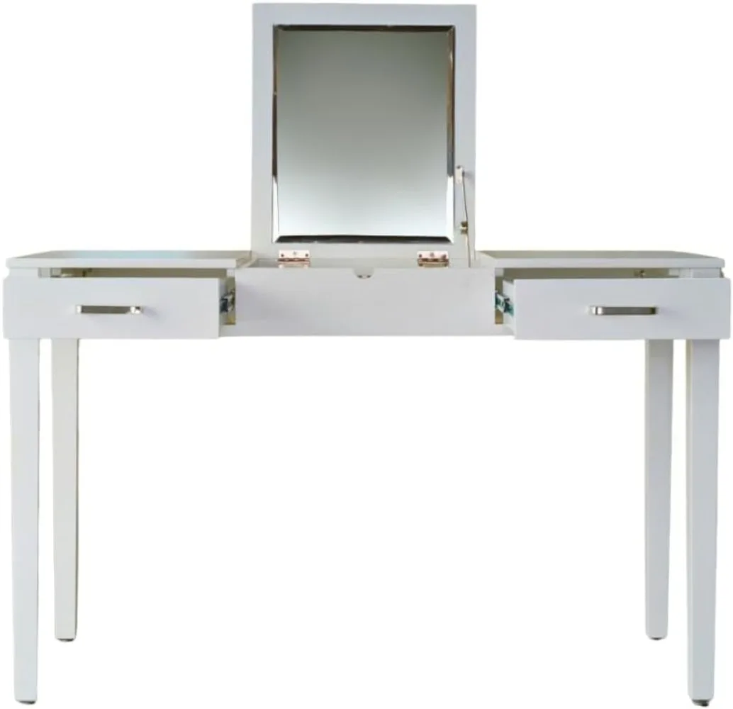 Posh Pollen Ainsley Vanity Desk Dressing Table with USB and Outlet - White