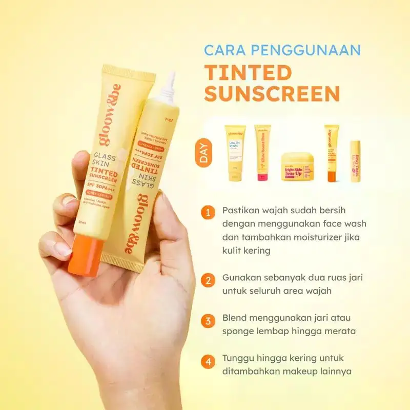 Gloow&be Glass Skin Tinted Sunscreen 20ml SPF30 PA+++ Honey Extract Lightweight Natural Coverage Facial Sun Cream
