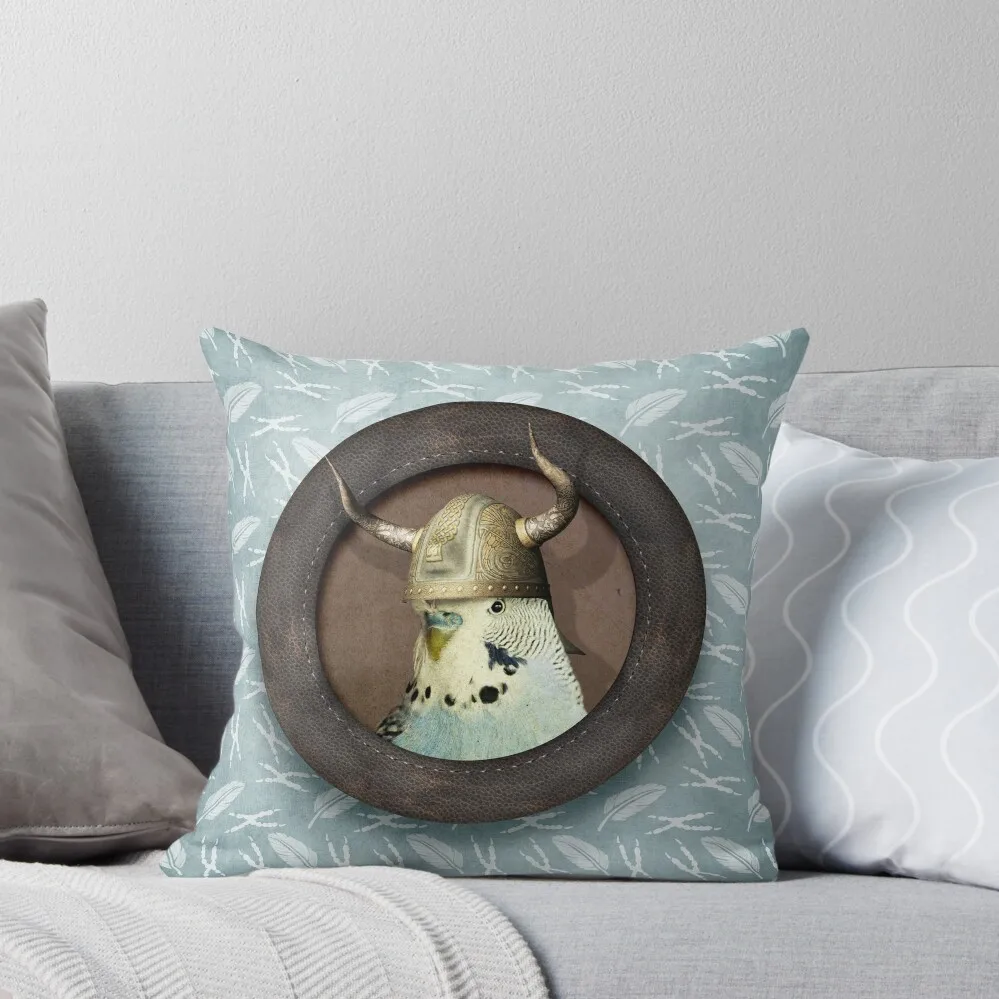 

Blue Budgie in Viking Hat Throw Pillow christmas supplies Cushion Cover Set christmas cushions covers pillow