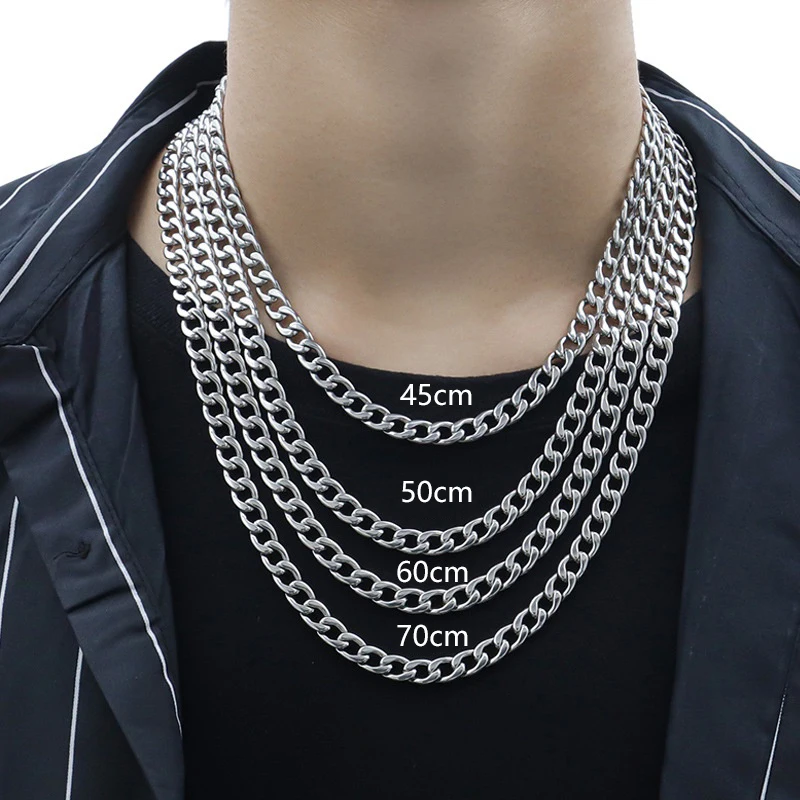 Punk Stainless Steel Women Men\'s Necklace Black Gold Color Curb Cuban Link NK Chain Silver Color Basic Punk Male Choker Jewelry