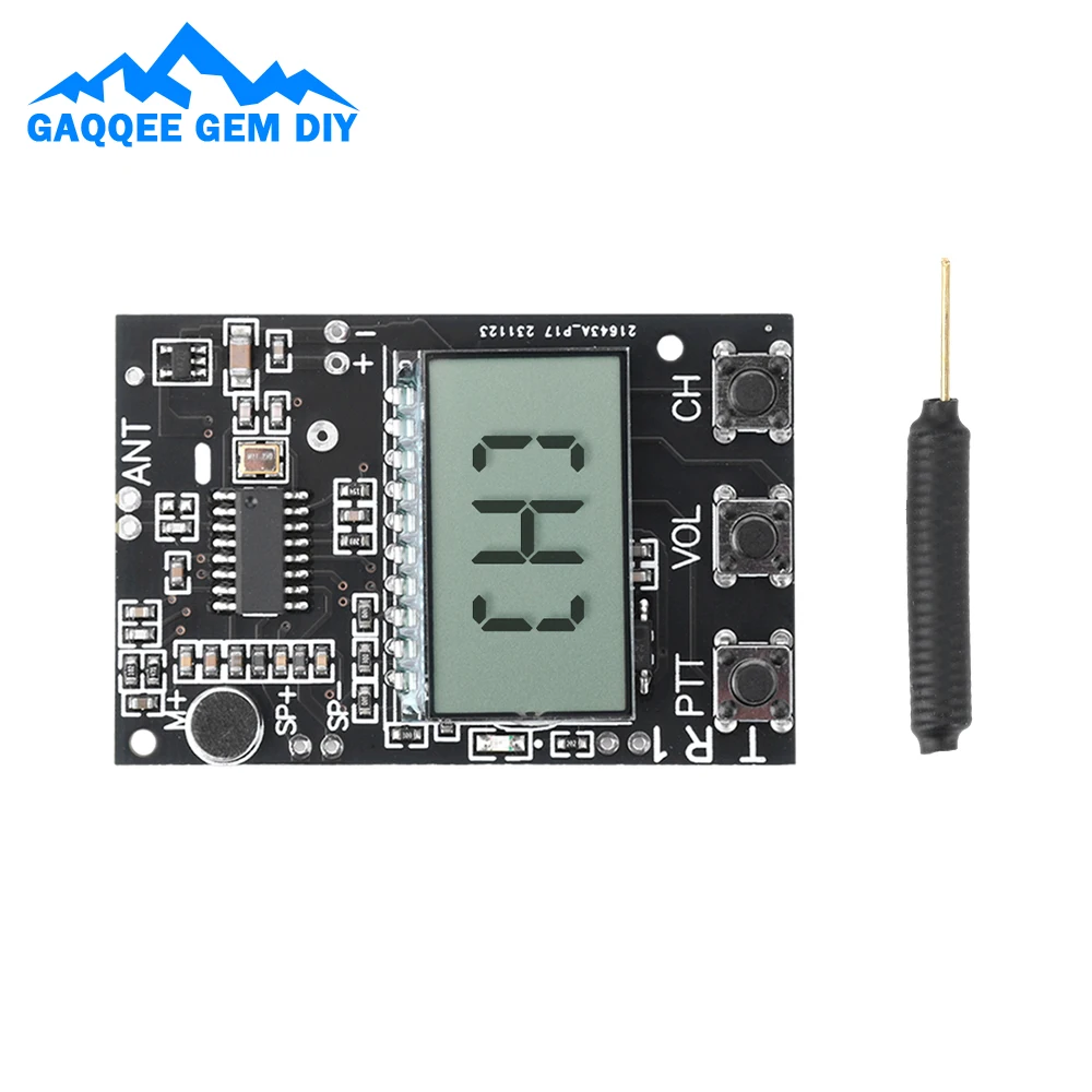 27.125~467.6625MHz 7 Frequency Adjustable FM Transmitter Receiver Intercom Board Digital LCD Transceiver Integration Module