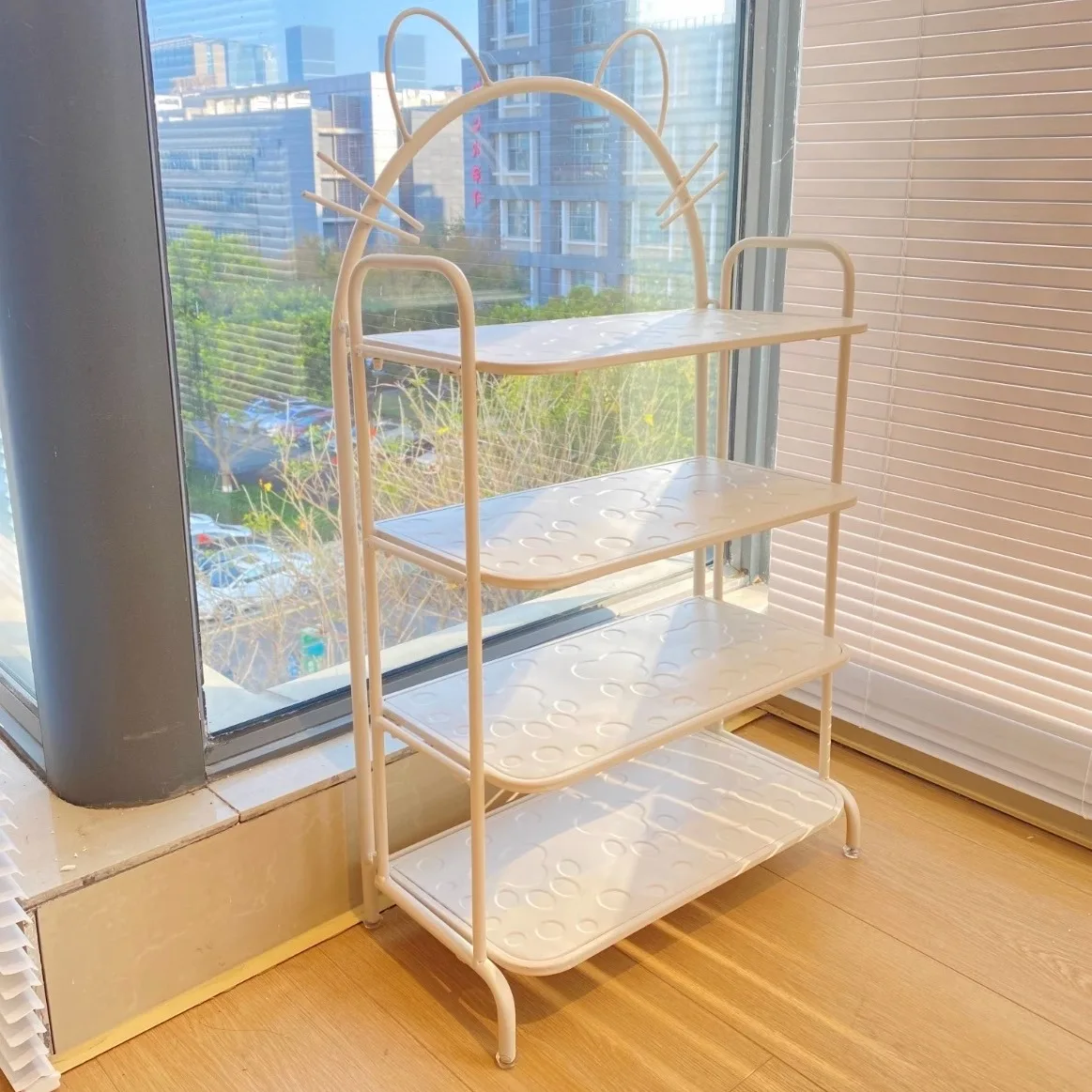 

Simple shoe rack home door multi-layer small narrow home creative children's shoe cabinet wrought iron cream wind rack