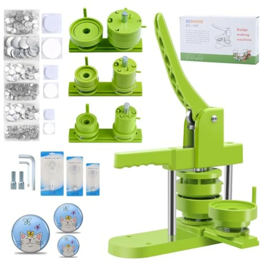 

Button Maker Machine Multiple Sizes 1+1.25+2.25in Button Pin Maker Kit for DIY Gifts Badge Press Machine with Free 300PCS 25+32